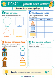 Ficha imprimible de figuras 2D para infantil