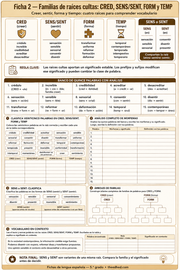 Ficha A4 de familias de raíces cultas del español