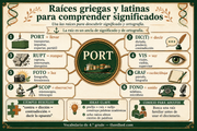 Infografía de raíces griegas y latinas para 4.º grado