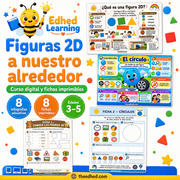 Curso digital Figuras 2D a nuestro alrededor en español con 8 infografías y 8 fichas imprimibles