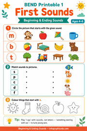 First Sounds printable worksheet for children ages 4 to 6