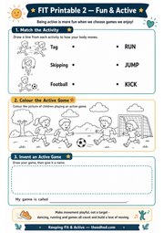 Fun and Active matching and drawing printable worksheet