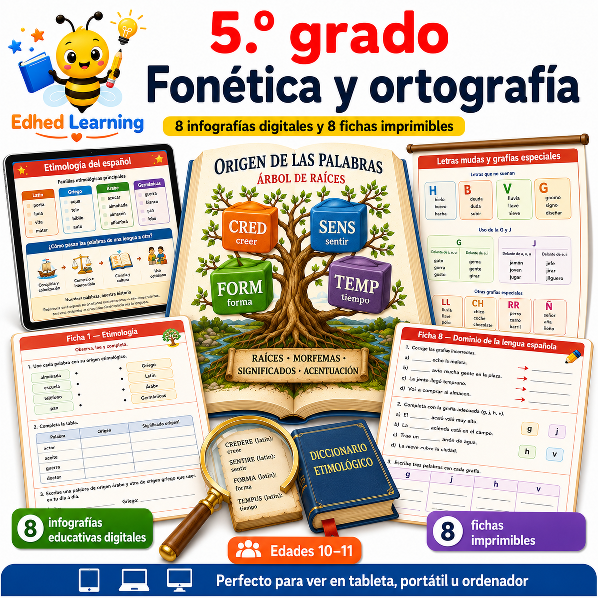 Portada del curso de fonética y ortografía de 5.º grado