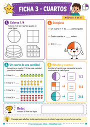 Ficha imprimible en español para aprender qué es una fracción