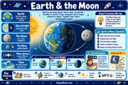 Earth and the Moon educational infographic for children ages 6 to 8