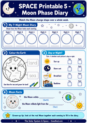 Free Moon Phase Diary printable worksheet for ages 6 to 8