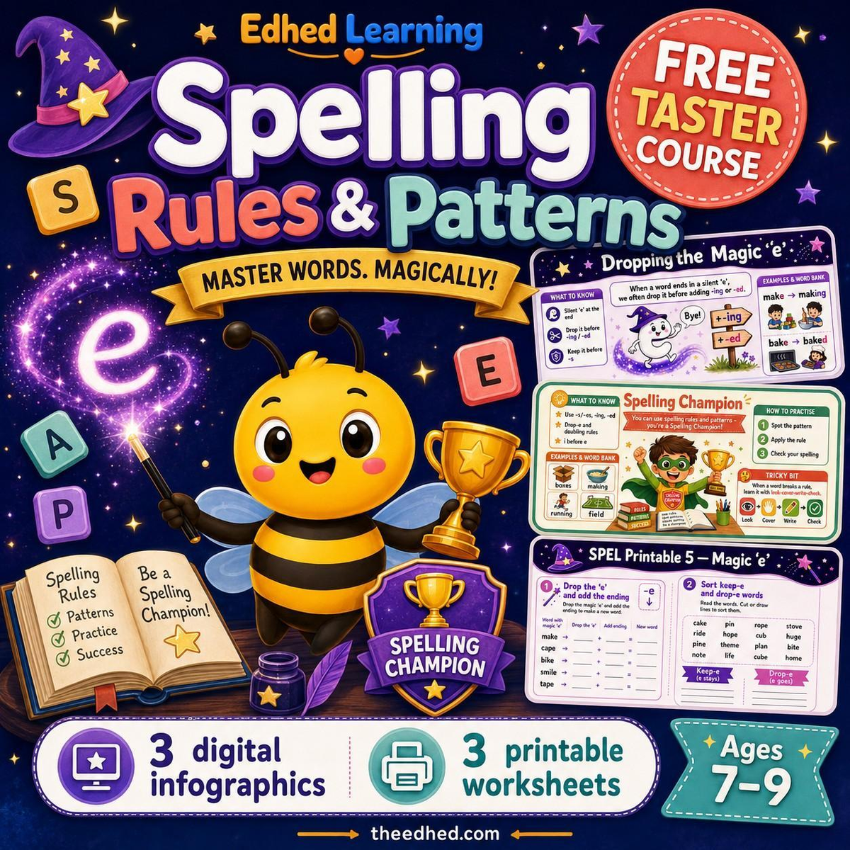 Edhed Learning FREE Spelling Rules & Patterns digital course product image