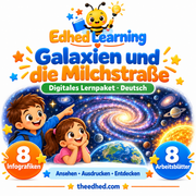 Edhed Learning Lernpaket Galaxien und die Milchstraße mit 8 Infografiken und 8 Arbeitsblättern