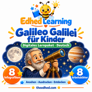 Edhed Learning Lernpaket Galileo Galilei für Kinder mit 8 Infografiken und 8 Arbeitsblättern