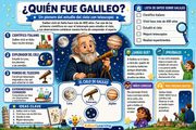 Infografía en español: quién fue Galileo Galilei y cómo estudió el cielo
