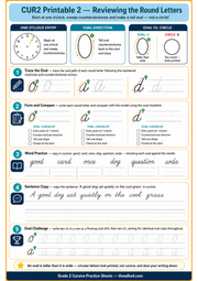 Grade 2 round cursive letter oval practice printable worksheet