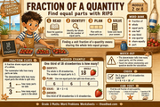 Fraction of a quantity Grade 3 maths word problems infographic