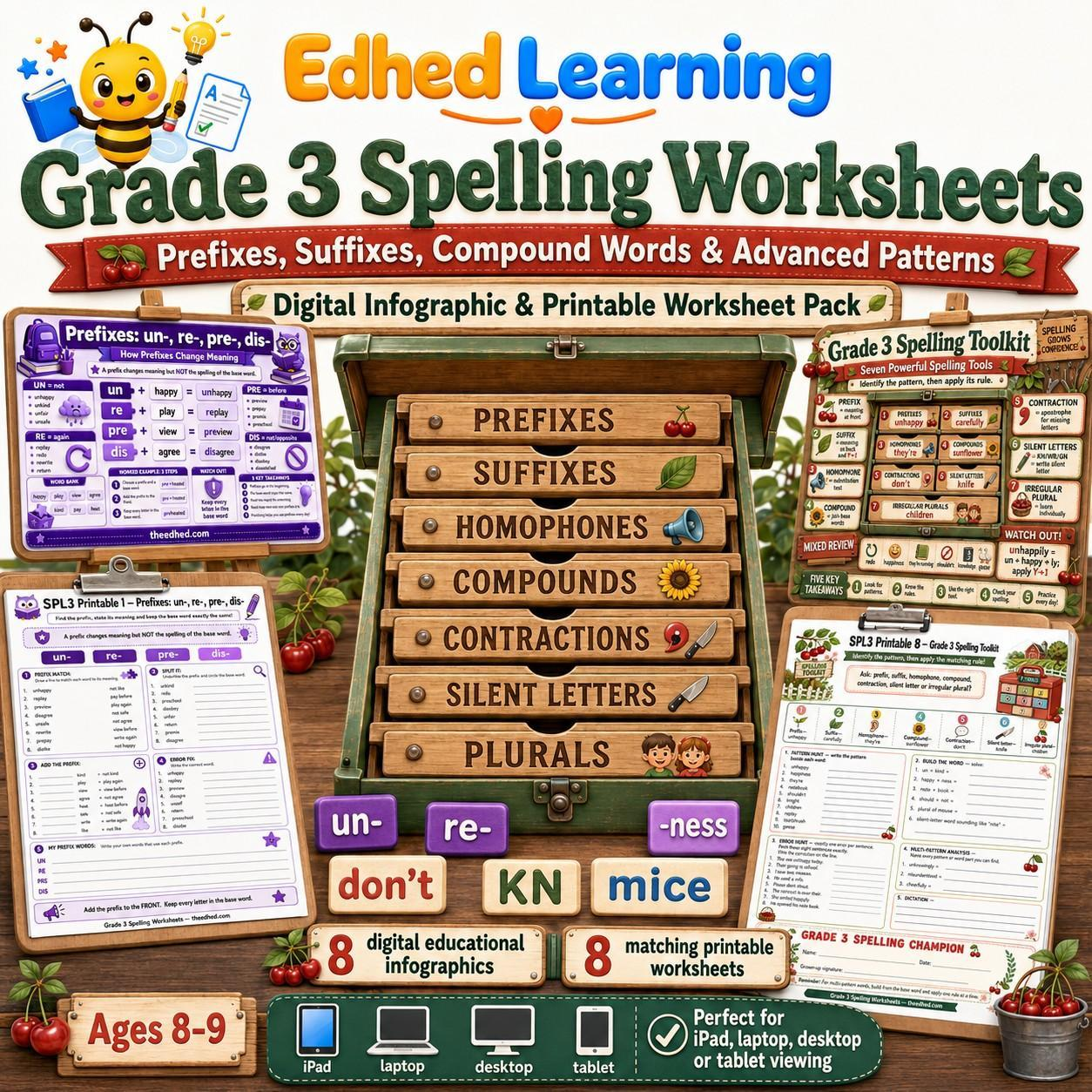 Edhed Learning Grade 3 Spelling Worksheets digital course product image