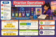 Grade 4 fraction operations word problems educational infographic