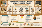 Grade 4 analytical sight words infographic for evidence reason result effect and cause