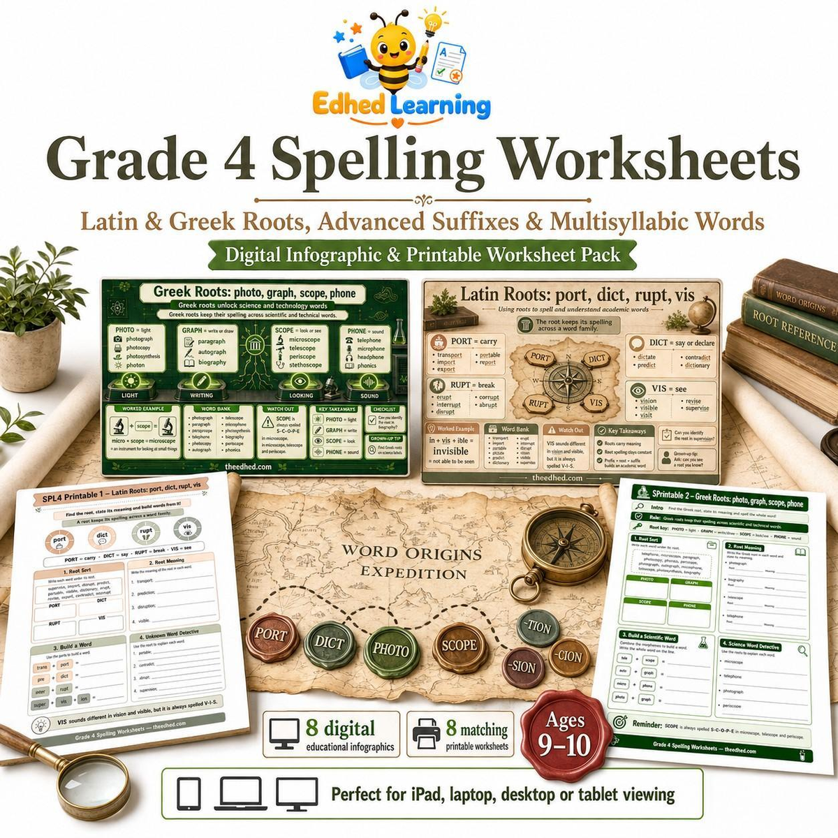 Edhed Learning Grade 4 Spelling Worksheets digital course product image