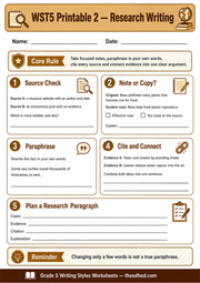 A4 Research Writing printable worksheet for ages 10 to 11