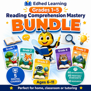 Grades 1–5 Reading Comprehension Mastery BUNDLE with 5 courses and 80 resources