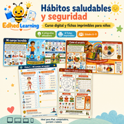Curso Hábitos saludables y seguridad con 8 infografías y 8 fichas imprimibles para niños