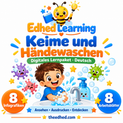 Edhed Learning Lernpaket Keime und Händewaschen mit 8 Infografiken und 8 Arbeitsblättern