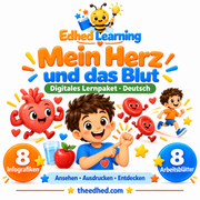 Mein Herz und das Blut – Edhed Learning: 8 Infografiken und 8 Arbeitsblätter auf Deutsch