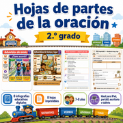 Hojas de partes de la oración de 2.º grado con 8 infografías y 8 imprimibles
