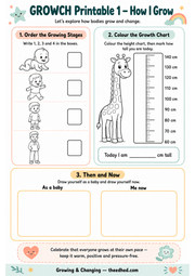How I Grow printable A4 activity worksheet for children