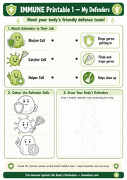 My Defenders matching colouring and drawing printable worksheet for children