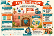The Skin Barrier educational infographic showing how skin helps keep germs out