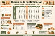 Infografía en español de fluidez en la multiplicación para 3.º de Primaria