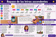 Infografía de repaso de letras ascendentes en cursiva para 2.º grado