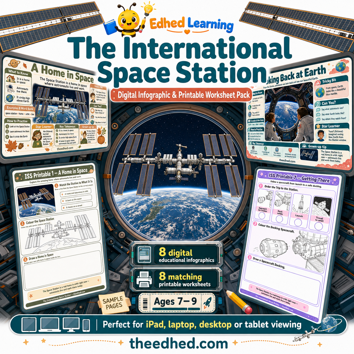 The International Space Station digital course and printable worksheet pack for ages 7 to 9