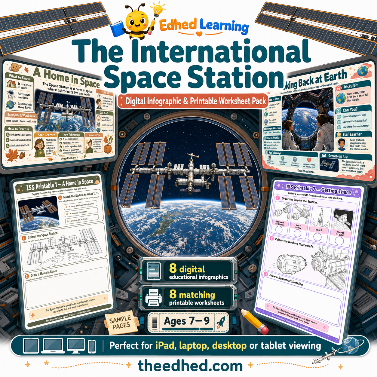 The International Space Station digital course and printable worksheet pack for ages 7 to 9