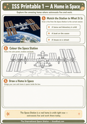 A Home in Space printable worksheet from The International Space Station course