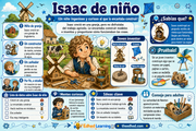 Infografía en español sobre el joven Isaac Newton y sus inventos