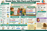 Kindergarten simple data infographic teaching tally charts and pictograms