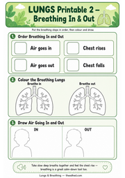 Breathing In and Out sequencing colouring and drawing worksheet for children