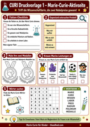 Arbeitsblatt 1 aus dem Lernpaket Marie Curie für Kinder – Edhed Learning