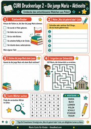 Arbeitsblatt 2 aus dem Lernpaket Marie Curie für Kinder – Edhed Learning