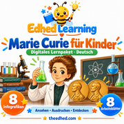 Edhed Learning Lernpaket Marie Curie für Kinder mit 8 Infografiken und 8 Arbeitsblättern