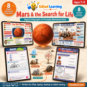 Mars & the Search for Life digital infographic and worksheet pack for ages 7–9