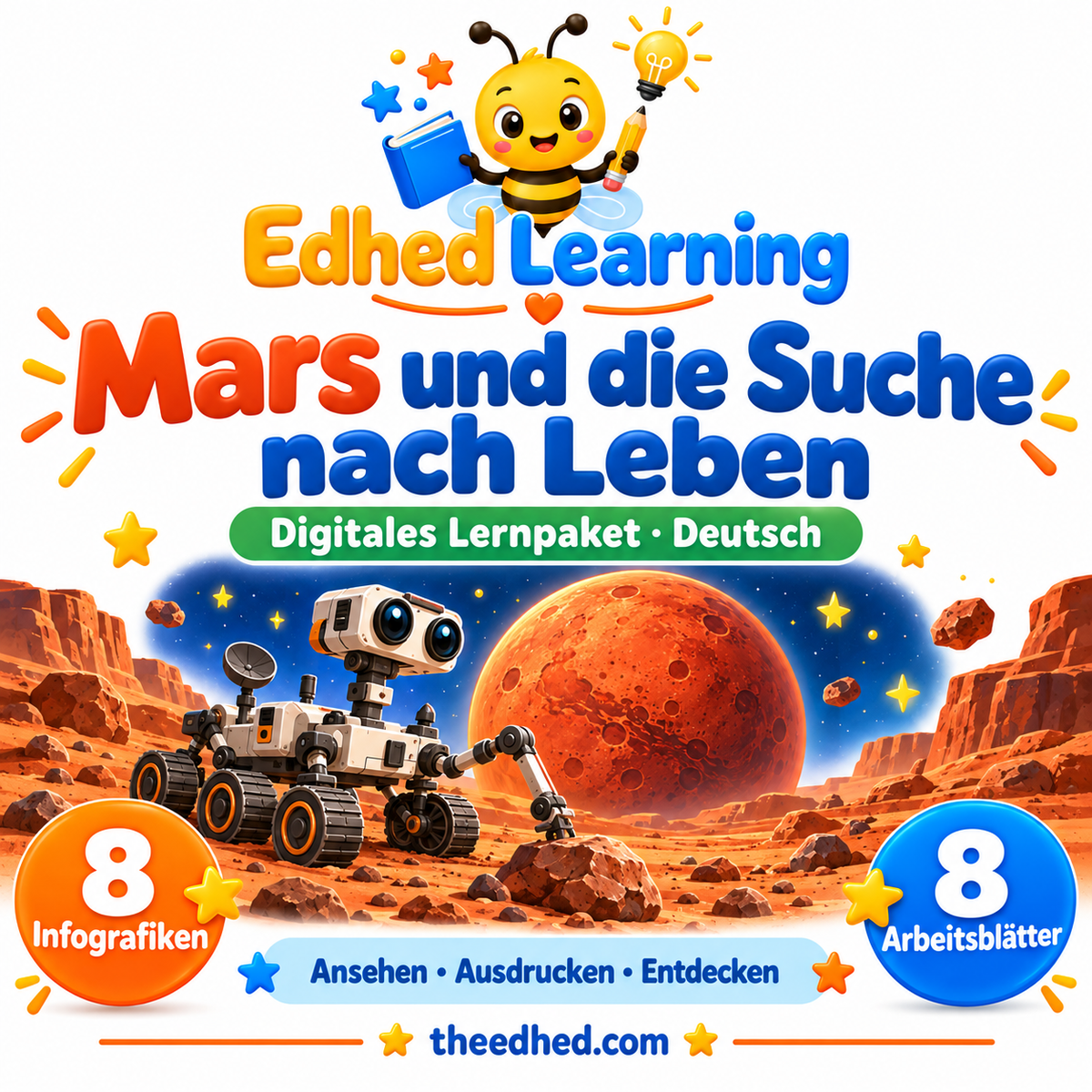 Edhed Learning Lernpaket Mars und die Suche nach Leben mit 8 Infografiken und 8 Arbeitsblättern