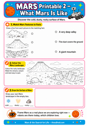 What Mars Is Like printable activity worksheet preview for children ages 7–9