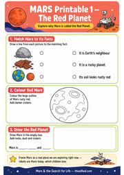 The Red Planet printable worksheet preview for children ages 7–9