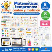 Curso digital de matemáticas tempranas en español con 8 infografías y 8 fichas imprimibles