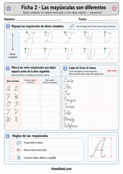 Ficha imprimible 2 en español para practicar altura, enlaces y signos.