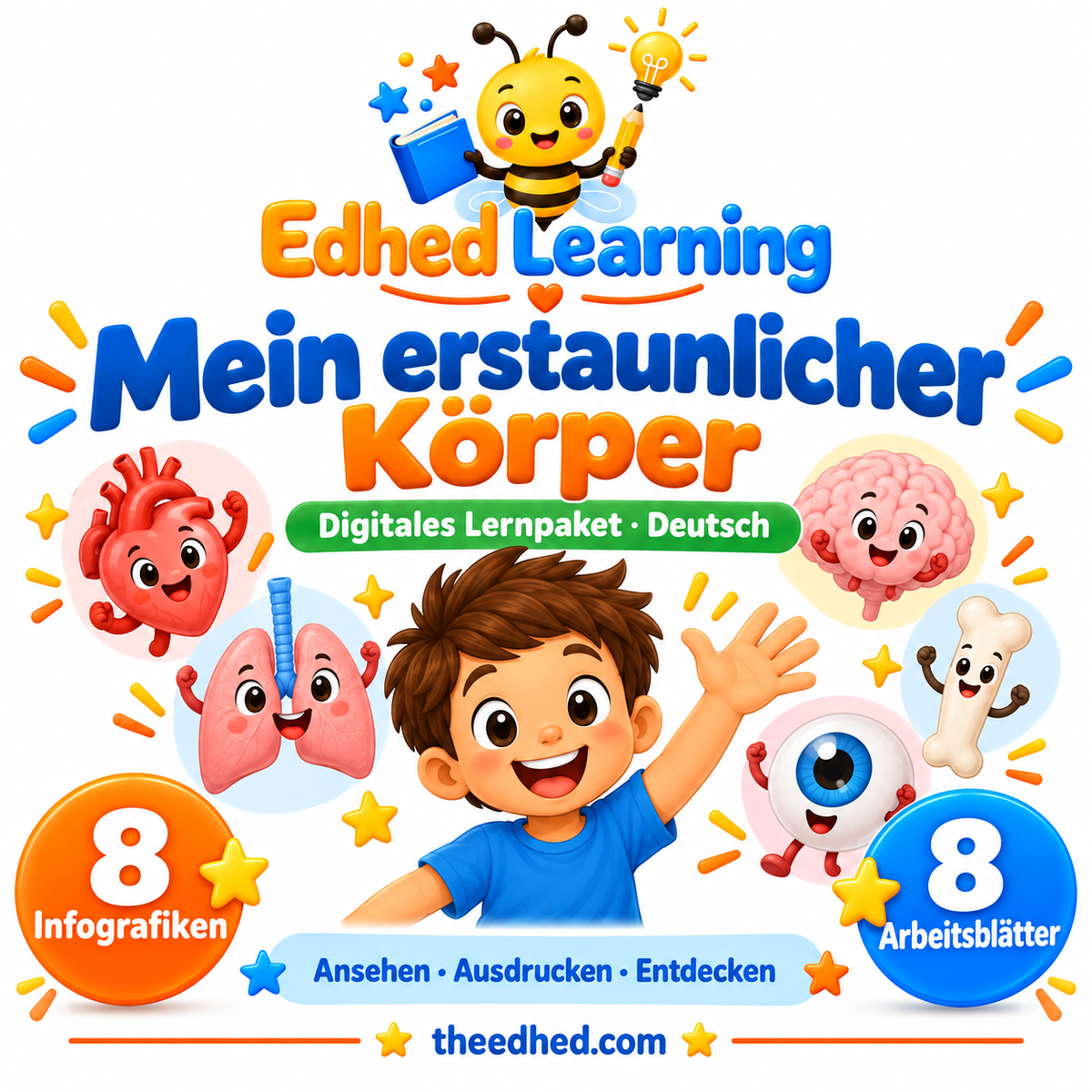 Edhed Learning Lernpaket Mein erstaunlicher Körper mit 8 Infografiken und 8 Arbeitsblättern