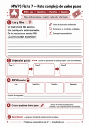 Ficha imprimible de retos matemáticos de varios pasos