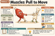 Muscles Pull to Move educational infographic explaining how muscles pull bones