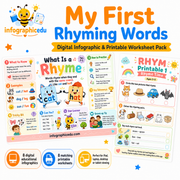 My First Rhyming Words digital infographic and printable worksheet pack for children